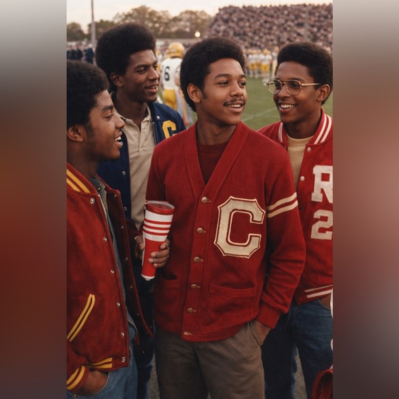 Vintage Collegiate Letterman Cardigan Sweater – Red Knit Varsity “C” Patch